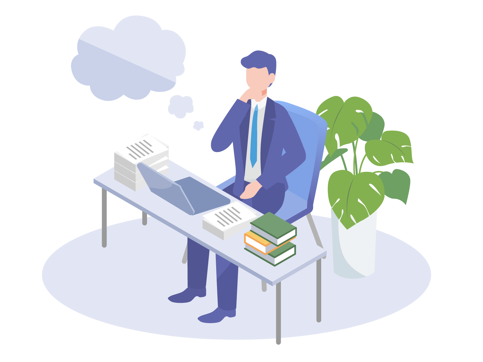 考え込むビジネスマンのイラスト